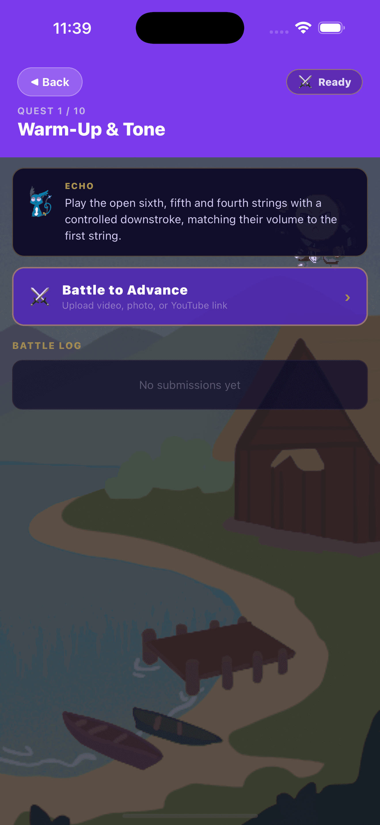 Questalina app — Quest screen